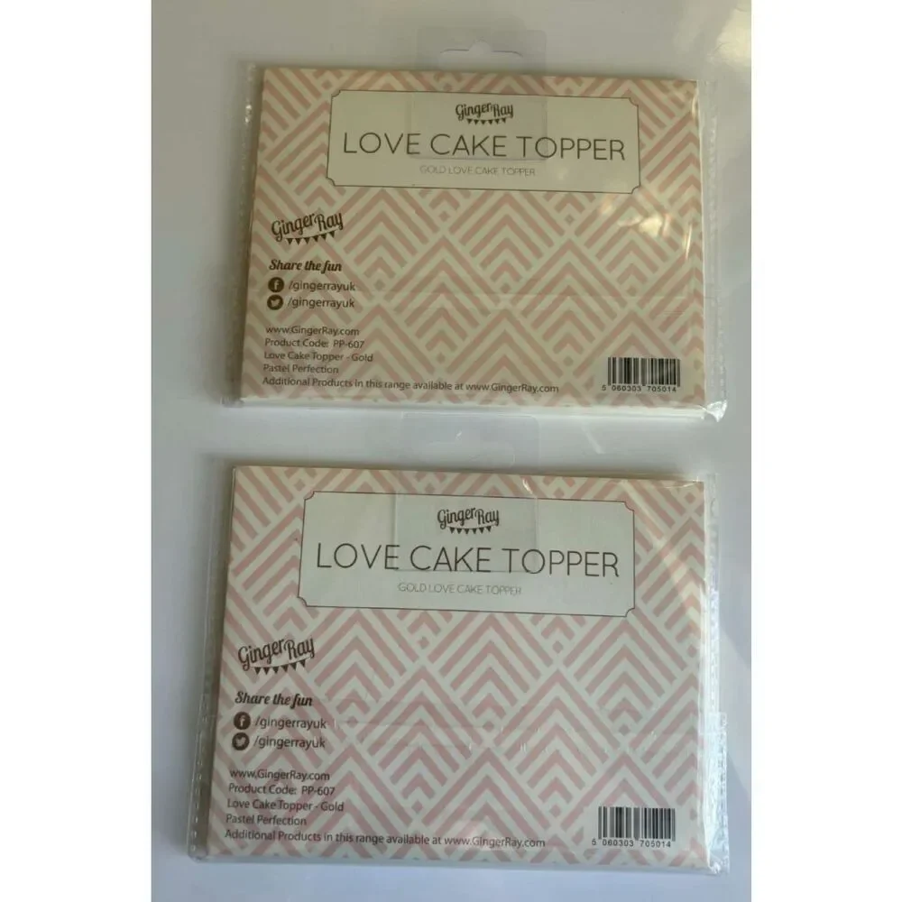 Ginger Ray Gold Love Cake Topper Lot of 2